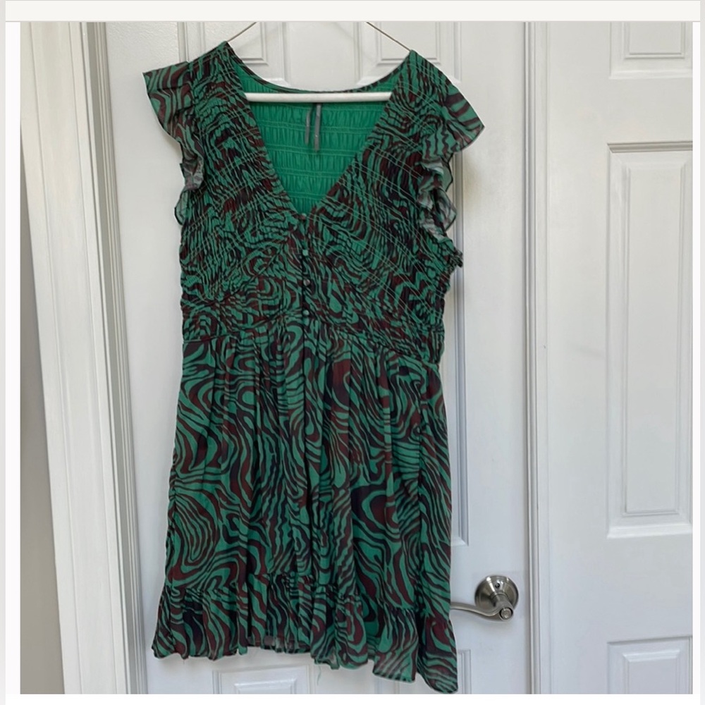 Beautiful Anthropologie Peregrine Mini Dress in Tropical Green